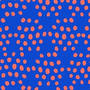 Royal + Orange Texture Dots in Hexagon Shape Fat Eighth // Bright + Playful Color with Geometric Floral and Botanical Motifs // Quilting Collection // Small Scale // ZirkusDesign