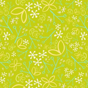 Apple Green Ditsy Floral Fat Eighth // Bright + Playful Color with Floral and Botanical Motifs // Quilting Collection // Small Scale // ZirkusDesign