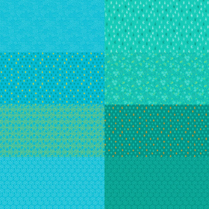 Pool Blue and Ocean Aqua Fat Eighth Coordinate Colors // Bright + Playful Quilting Collection with Geometric, Floral, and Botanical Motifs // Small Scale // ZirkusDesign