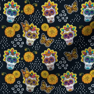 Sugar Skulls & Marigolds-Small