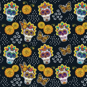 Sugar Skulls & Marigolds-Small