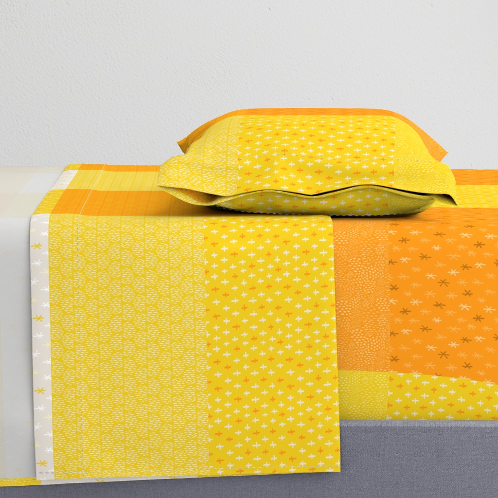 Butter Yellow and Sunny Tangerine Fat Eighth Coordinate Colors // Bright + Playful Quilting Collection with Geometric, Floral, and Botanical Motifs // Small Scale // ZirkusDesign