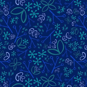 Navy Blue Ditsy Floral Fat Eighth // Bright + Playful Color with Floral and Botanical Motifs // Quilting Collection // Small Scale // ZirkusDesign