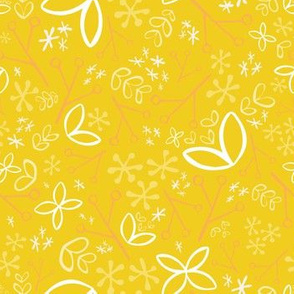 Gold and Cream Ditsy Floral Fat Eighth // Bright + Playful Color with Floral and Botanical Motifs // Quilting Collection // Small Scale // ZirkusDesign