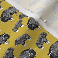 SMALL - musk ox fabric // arctic animal fabric canada alaska greenland - mustard