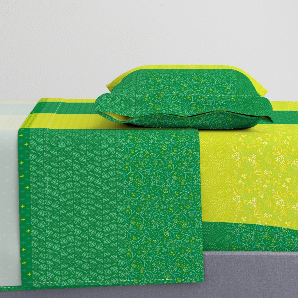 Celery and Grass Green Fat Eighth Coordinate Colors // Bright + Playful Quilting Collection with Geometric, Floral, and Botanical Motifs // Small Scale // ZirkusDesign