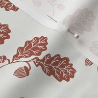Oak leaves nature botanical fall autumn fabric pattern - dark terracotta and off-white