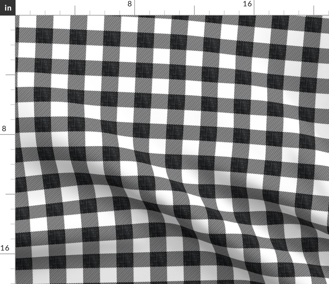 1" dark charcoal linen buffalo check