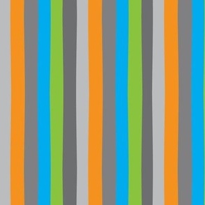 Off Kilter Stripes in Orange, Blue, Green, Gray