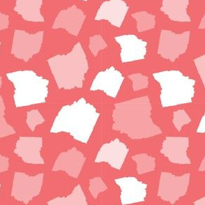 Ohio State Shape Living Coral and White