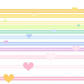 Rainbow Pastel - Double Striped Hearts -  Â© PinkSodaPop 4ComputerHeaven.com