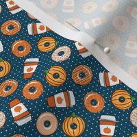 (3/4" scale) Coffee and Fall Donuts - PSL pumpkin fall donuts toss - blue polka dots - LAD19BS