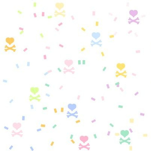 Rainbow Pastel - Confetti Heartskulls  -  Â© PinkSodaPop 4ComputerHeaven.com