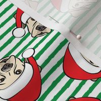 Christmas Labs - Yellow Labrador Retriever with Santa hats - green stripes -  LAD19