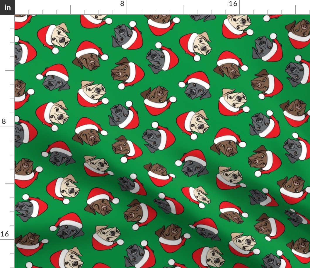 Christmas Labs - All the labs - Labrador Retriever with Santa hats - green -  LAD19