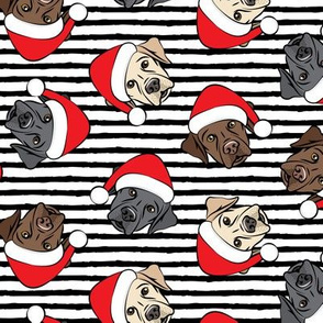 Christmas Labs - All the labs - Labrador Retriever with Santa hats - black stripes -  LAD19