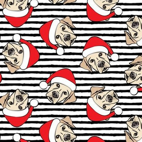 Christmas Labs - Yellow Labrador Retriever with Santa hats - black stripes -  LAD19