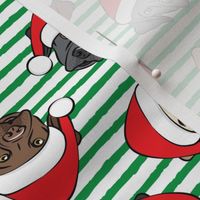 Christmas Labs - All the labs - Labrador Retriever with Santa hats - green stripes -  LAD19