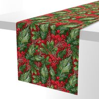 Christmas Snow Holly | Deep Red