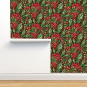 Christmas Snow Holly | Deep Red