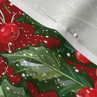 Christmas Snow Holly | Deep Red