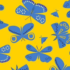 Blue Moths on Yellow full