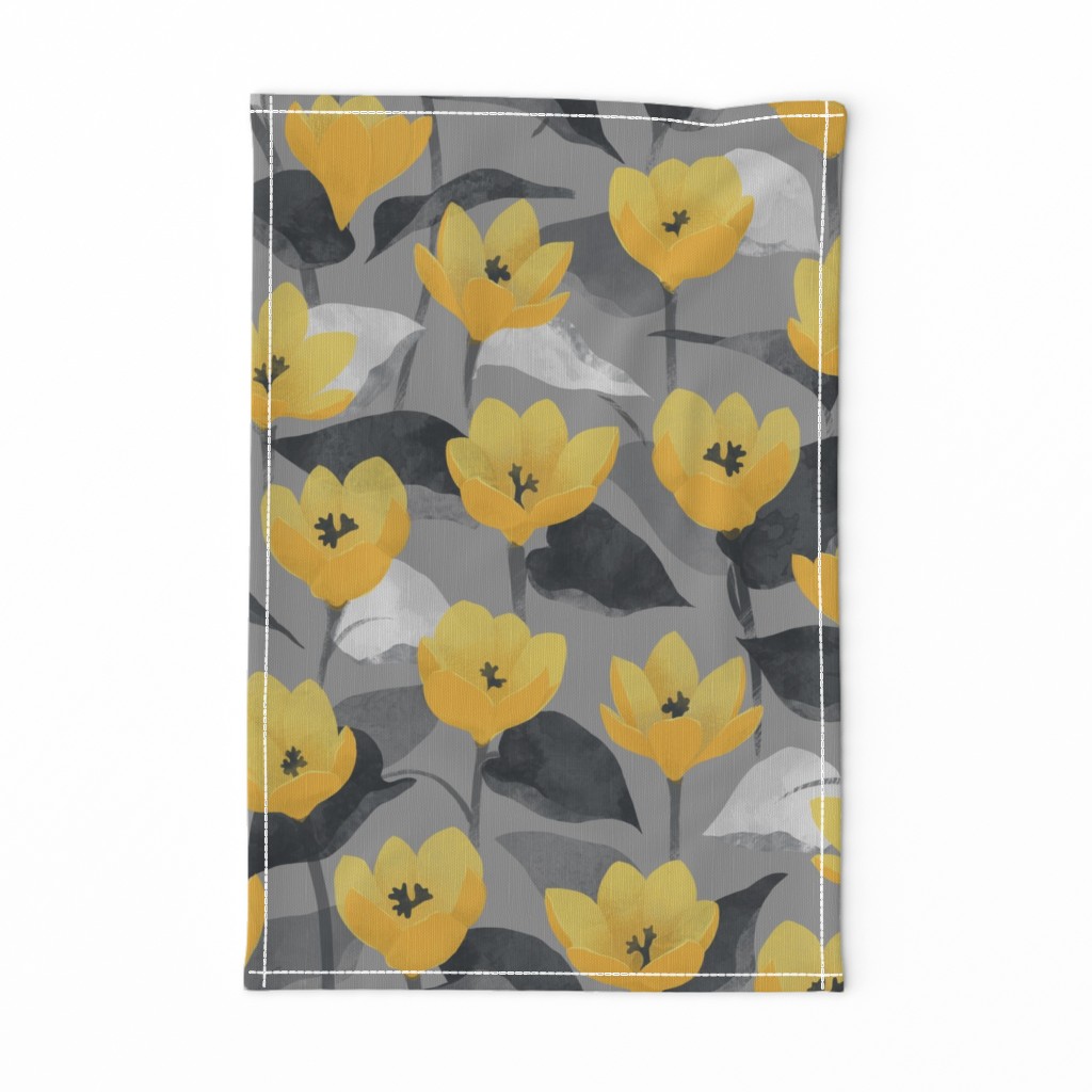 Yellow and gray floral 