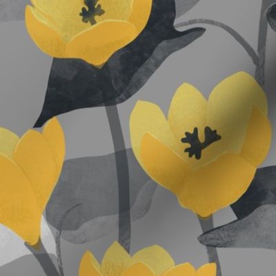 Yellow and gray floral 