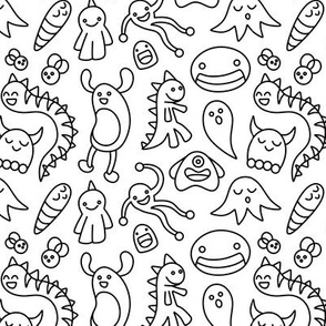 Monster Doodles Black on White