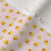 Candy Corns and Stars on blush pink - tiny scale