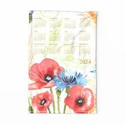 German 2024 Calendar, Monday / Summer Poppy Meadow