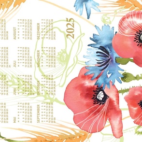 German 2024 Calendar, Monday / Summer Poppy Meadow