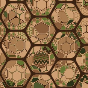Camouflage hexagons inside out, horizontal brown medium scale