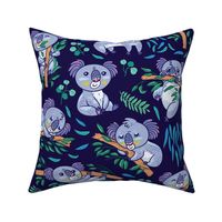  koalas in eucalyptus forest_navy