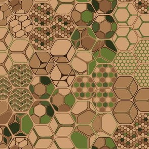 Camouflage hexagons trio, horizontal large scale