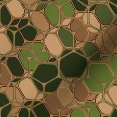 Camuflage triple hex, green pine large scale