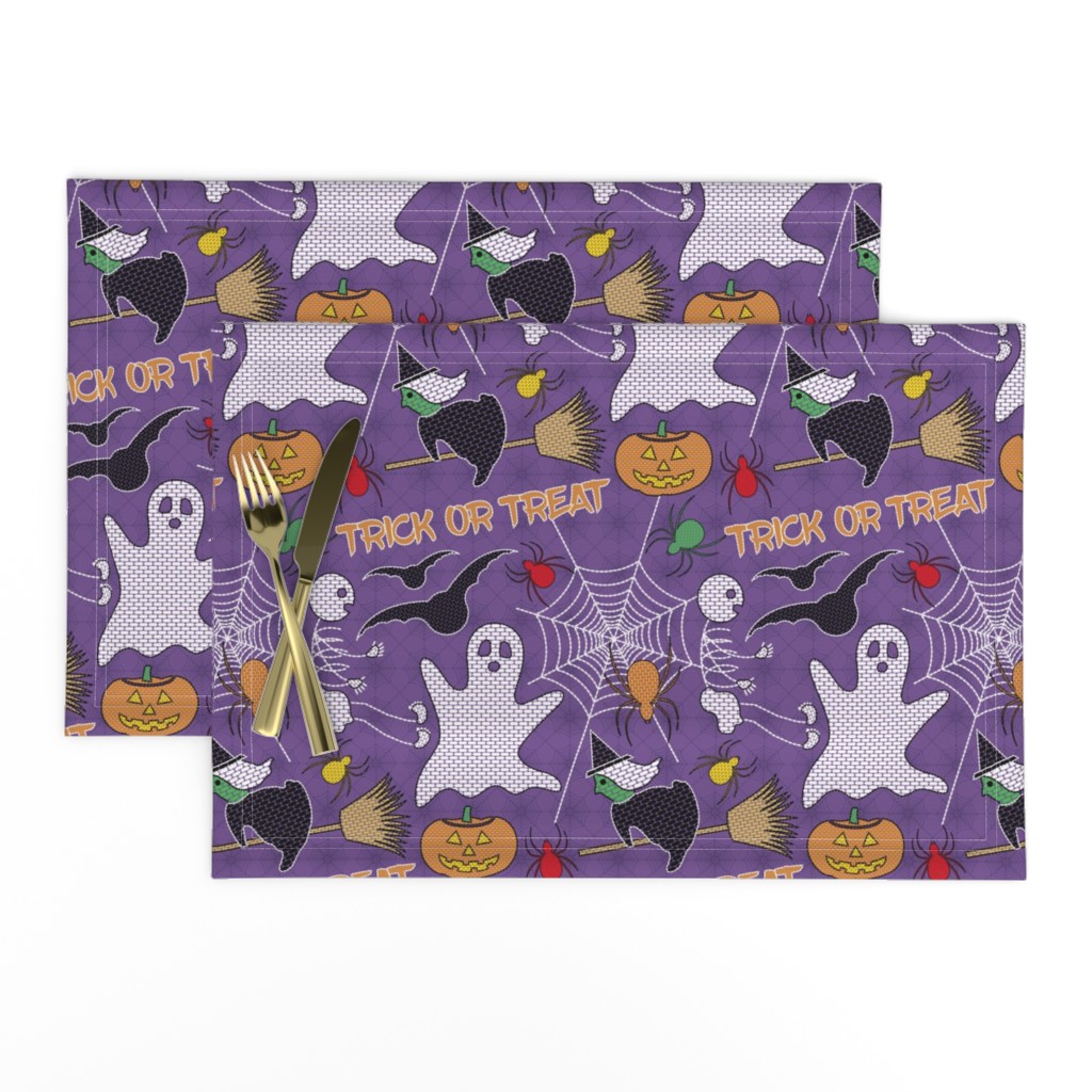 Halloween Embroidery // Witch Flying on Broom, Skeleton, Ghost, Spider, Spider Web, Jack O' Lantern, Bat // Purple, Green, Orange, White // Medium Scale - 400 DPI