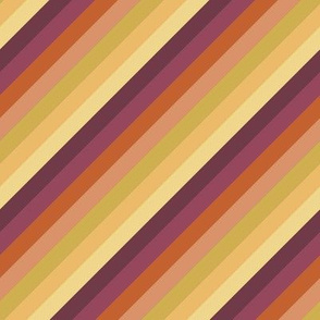 Wild Diagonal Stripe in Burgundy Coral and Asparagus Greens