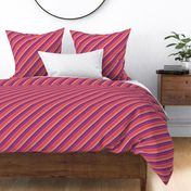 Wild Diagonal Stripe in Plum Cherry and Coral Pinks