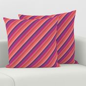 Wild Diagonal Stripe in Plum Cherry and Coral Pinks