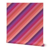 Wild Diagonal Stripe in Plum Cherry and Coral Pinks