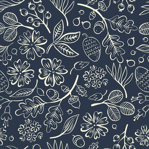 Navy forest floral