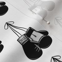 boxing gloves on string - black and white - LAD19