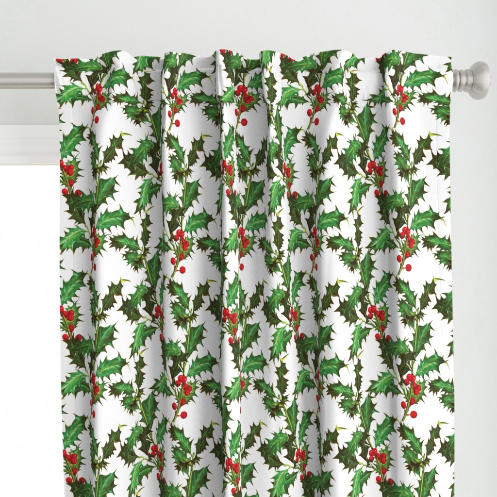 Christmas Holly Plant Fabric Pattern