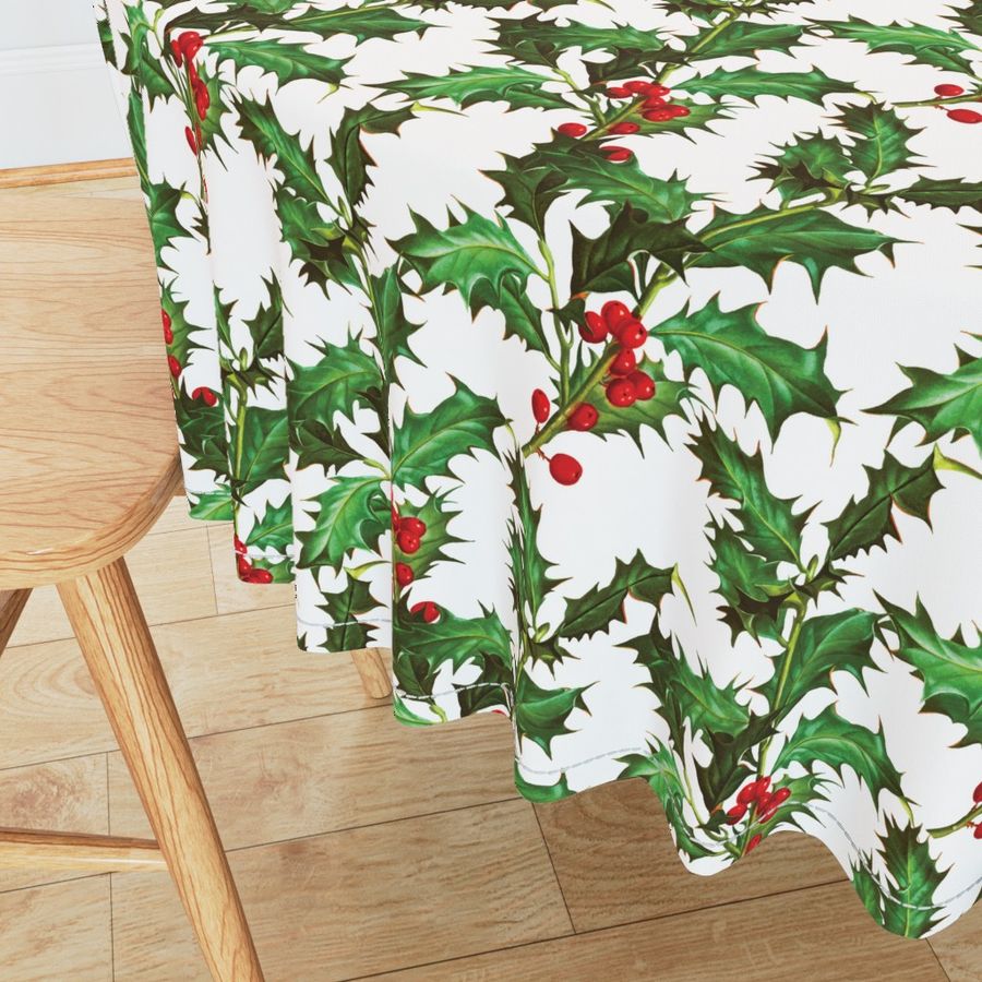 Christmas Holly Plant Fabric Pattern