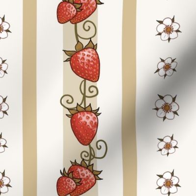 Strawberry Stripes in Antiqued ivory