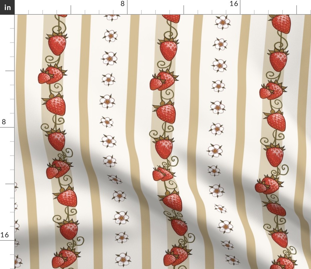 Strawberry Stripes in Antiqued ivory