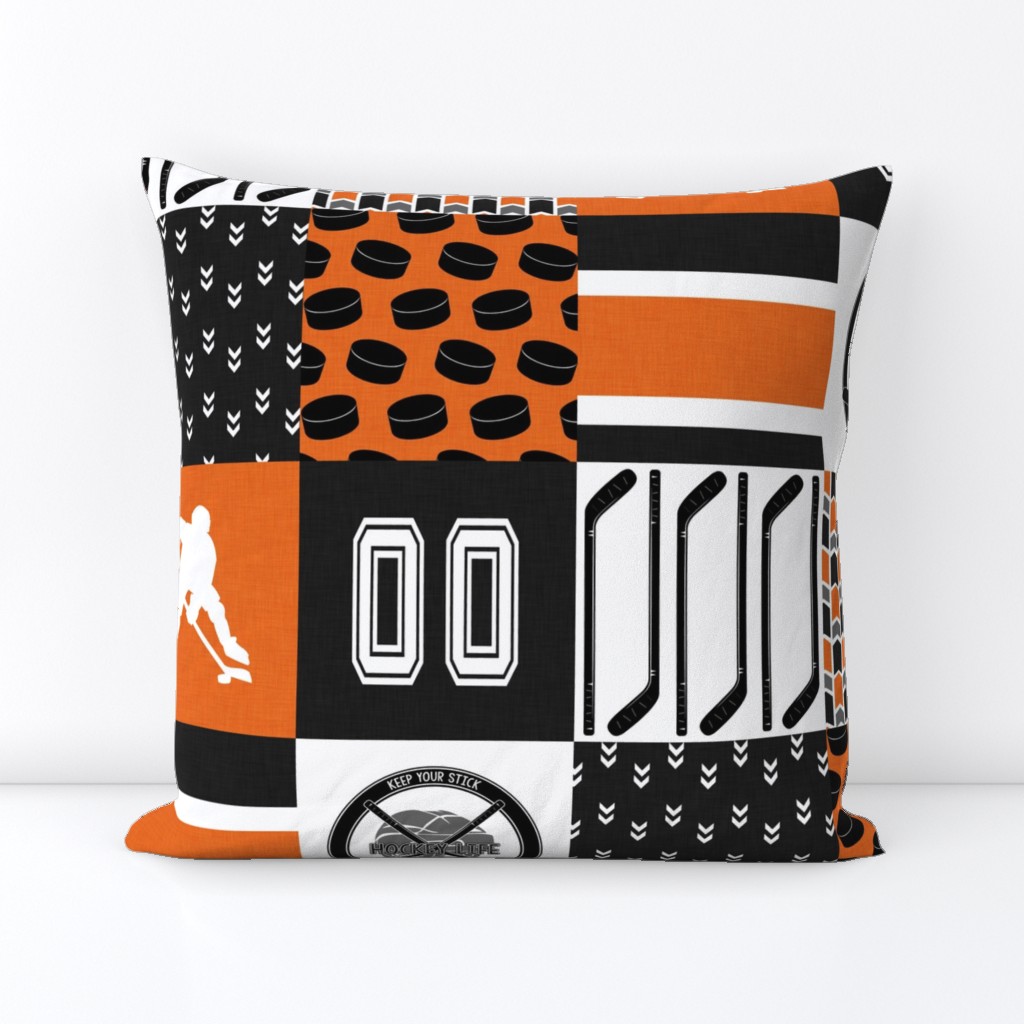 Mens Hockey//Orange&Black - Wholecloth Cheater Quilt