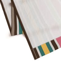 Retro Bohemian Mid Century Vertical Stripes //  Red, Orange, Yellow, Teal, Pink, Green, Light Khaki Tan