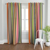 Retro Bohemian Mid Century Vertical Stripes //  Red, Orange, Yellow, Teal, Pink, Green, Light Khaki Tan